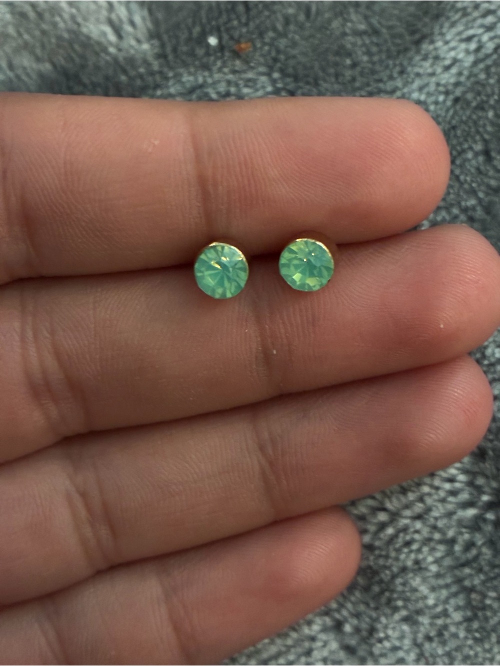 Mint Green Faceted Crystal Stud Earrings